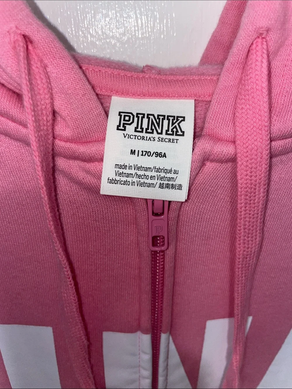 PINK Victoria's Secret Pink Zip Hoodie & Joggers Set with White Logo
